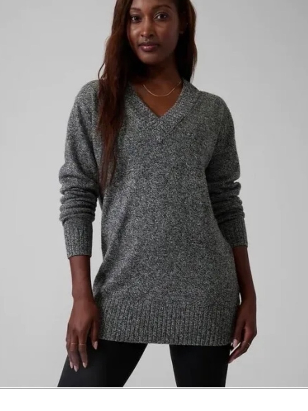 Athleta Vital V Neck Wool Blend Tunic Sweater XXS